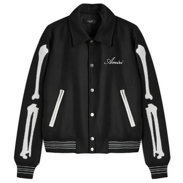 AMIRI Varsity Bones Jacket Black White