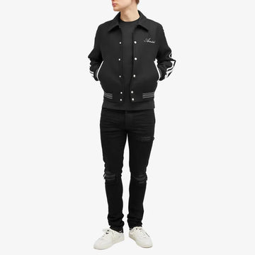 AMIRI Varsity Bones Jacket Black White